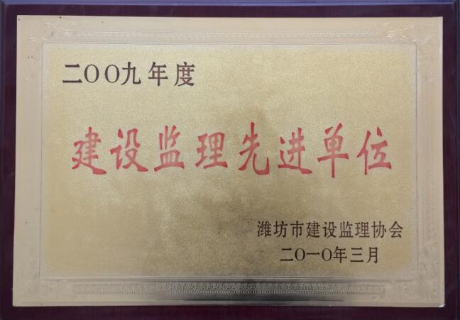点击查看详细信息<br>标题：2009年度建设监理先进单位 阅读次数：2347