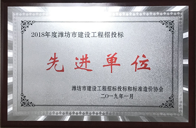 点击查看详细信息<br>标题：2018年度招标代理先进单位 阅读次数：1839
